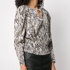 Isabel Marant Zarga Printed Blouse in Black and White Size 36 small